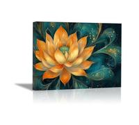TODOAA Moderne Boho Mural Peinture Abstraite Fleur dorée moderne Impressions pour Murs Toile -Oeuvre pour Chambre Salon Nature Affiches Deco(Orange)-30x40cm Encadrée
