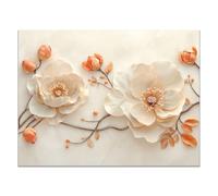 TODOAA Moderne Boho Plante Affiche Decoration Murale Fleur dorée minimaliste Tableau Esthétique Images Murales pour la Maison, Bureau, Salon, Chambre(Beige)-40x60cm Encadrée