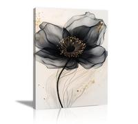 TODOAA Moderne Boho Plante Affiche Decoration Murale Fleur dorée moderne Tableau Esthétique Images Murales pour la Maison, Bureau, Salon, Chambre(Noir)-30x40cm Encadrée
