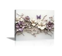 TODOAA Moderne Boho Plante Affiche Decoration Murale Simple Fleur dorée Tableau Esthétique Images Murales pour la Maison, Bureau, Salon, Chambre(Violet)-60x90cm Encadrée