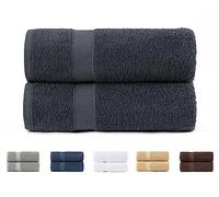 Todocama Lot de 2 Grandes Serviettes de Bain 100% Coton 550 g/m² Extra Douces, très absorbantes et à séchage Rapide. Dimensions : 100 x 150 cm, Couleur Gris foncé.