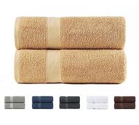 Todocama Lot de 2 Serviettes de Douche, 100% Coton 550 g/m², Extra Douces, très absorbantes et à séchage Rapide. Dimensions : 70 x 140 cm, Couleur Beige.