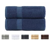 Todocama Lot de 2 Serviettes de Douche, 100% Coton 550 g/m², Extra Douces, très absorbantes et à séchage Rapide. Dimensions 70 x 140 cm, Couleur Bleu Marine.