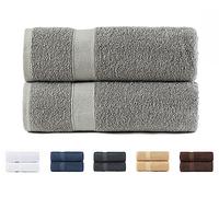 Todocama Lot de 2 Serviettes de Douche, 100% Coton 550 g/m², Extra Douces, très absorbantes et à séchage Rapide. Dimensions : 70 x 140 cm, Couleur Gris Clair.