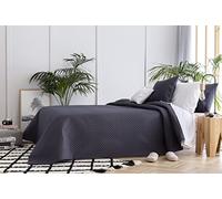 Todocama Underzy Couvre-lit boutis Fin avec Motif Losanges pour Printemps, été, Automne et Hiver. 100% Microfibre Extra Douce. Couvre-lit Multifonction pour lit de 105-200X260cm, Gris Foncé