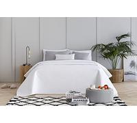 Todocama Underzy Couvre-lit boutis Fin avec Motif Losanges pour Printemps, été, Automne et Hiver. 100% Microfibre Extra Douce. Couvre-lit Multifonction pour lit de 105-200X260cm, Blanc