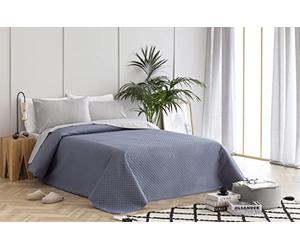Todocama Underzy Couvre-lit boutis Fin avec Motif Losanges pour Printemps, été, Automne et Hiver. 100% Microfibre Extra Douce. Couvre-lit Multifonction pour lit de 105-200X260cm, Bleu Grisé