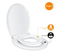 TODOT Abattant WC Familial Lunette de Toilette Siège Enfant Magnétique Frein de Chute et Charnière Réglable clip-on toilet seat Gris
