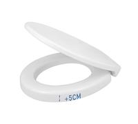 TODOT Abattant WC surélevé 5cm pour Personnes Âgées/Handicapées, Rehausseur WC Siège Toilette en Duroplast, Frein de Chute Silencieux, Charnières Inox Ajustables (250 kg, Universel) (Forme O)