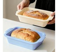 Toeusog Lot de 2 moules à pain en silicone : moule à cake avec cadre en métal 29,6 x 15,5 x 6,6 cm - Moule à pain anti-adhésif rectangulaire pour la cuisson du pain - Moule à pain pour tarte/pain