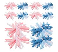 Tofficu 12 Pièces Nœuds Présents Bouclés Auto-adhésifs en Tissu Bleu Rose | Ruban Ajustable, Réutilisable, Effet Pastel Festif, pour Paniers et Bureau