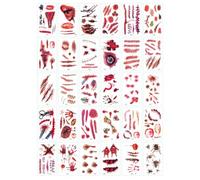 Tofficu 60 Feuilles Tatouages Éphémères Halloween Imperméables en Pvc et Papier, Motif Créatif Facile à Enlever pour Costume et Fête du Jour des Morts