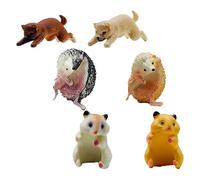 Tofficu 6pcs Porte-Tasse Hérisson et Figurine de Tasse de Hamster en PVC, Décoration Mignonne et Réaliste pour Bord de Tasse, Accessoire Maison Bureau