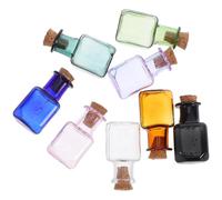 Tofficu 8 Pièces Mini Bouteille en Verre avec Bouchon Liège Carrée pour Décoration et Stockage de Messages, Flacon Décoratif en Verre et Bois pour Fêtes et Décoration Intérieure