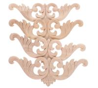 Tofficu Appliques en Bois Sculpté Incrustations en Bois Beige Décoratives 4 Pièces Design Artistique et Robuste pour Meubles pour Décoration de Porte Intérieure et Projets DIY