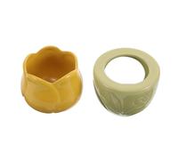 Tofficu Brûleur D'huiles Essentielles en Céramique Jaune Tulipe, Diffuseur D'arômes Décoratif Grand Réservoir Séparé, Diffuseur D'aromathérapie pour Maison et Bureau