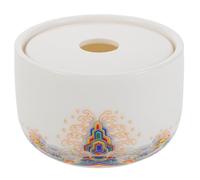 Tofficu Cendrier en Céramique Beige Rond avec Couvercle Coupe-Vent, Résistant à Haute Température, Design Minimaliste pour Bureau et Maison