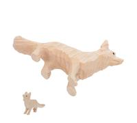 Tofficu Figurine Renard en Bois Inachevée pour Projets Personnels, Décoration Bohème Rustique, Sculpture Animale à Peindre Soi-même, pour Étagères et Collections