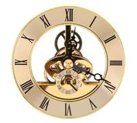 Tofficu Mouvement D'horloge Squelette Doré 86 Mm à Quartz Rond à Chiffres Romains, Insert Encastré de Remplacement pour Horloge de Table, Mécanisme Précis pour Réparation et Fabrication