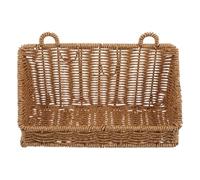 Tofficu Panier de Rangement Mural sans Perçage en Rotin Synthétique, Petit Format, Ton Café Clair, Résistant à L'humidité, pour Salle de Bain, la Cuisine et Petits Espaces, Organisateur