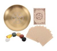 Tofficu Plateau Rond en Métal et Cristal, Décoratif, pour Bijoux et Autel | Décoré de Pierres Yuanbao, Emballage Présent, Résiste à L'usure, pour Fêtes et Occasions Spéciales