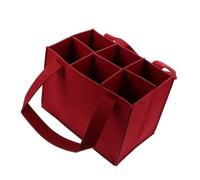 Tofficu Pochette de Rangement en Feutre Rouge pour Bouteille de Vin Fine Couture Résistante Design Multi-cellules Porte-Bouteille Portable pour 6 Bouteilles, pour Voyage