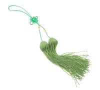 Tofficu Pompon pour Épée de Tai Chi en Fil de Soie Vert avec Nœud Chinois Traditionnel, Ornement Lisse et Résistant pour Décoration la Maison Voiture