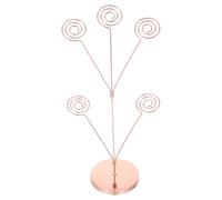 Tofficu Porte-Cartes à Pince en Fil Métallique avec Base Ronde et 5 Branches, Support Photo Élégant en Fer, pour Mariage et Décoration de Table