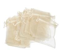 Tofficu Sachets Organza Beige 100 Pièces 8X10 CM pour Pochettes Présents Cordon pour Confiseries et Bijoux Lors d'Enterrements de Vie de Jeune Fille et Fêtes