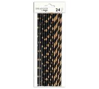 Toga DKO029 Pailles Classique, Noir et Or - Set de 24 Pièces