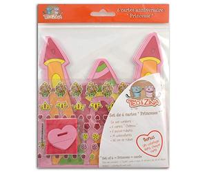 Toga KC03 Set de 6 Cartes d'invitation anniversaire Princesse Papier Multicolore 15 x 15 x 0,1 cm