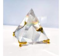 Together-life Prisme Pyramidal en Cristal, Cristal de méditation Feng Shui avec Support doré pour décoration Artistique de Maison, Bureau, Cadeau Pyramidal, Support pour la prospérité, l'énergie