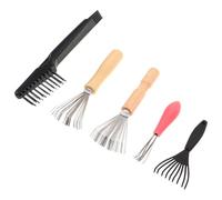 TOGEVAL 5 Pcs Kit de Nettoyage de Brosses à Cheveux avec Râteau et Hooks en Acier Inoxydable pour Éliminer les Cheveux et Entretien Salon et Maison