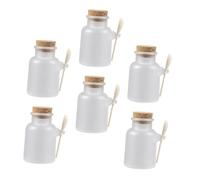TOGEVAL 6 ensembles Set de Bocaux de Rangement Hermétiques Transparent avec Couvercle Bois et Cuillère Conteneurs Polyvalents pour Sel de Bain Poudre de Masque et Conservations