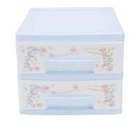 TOGEVAL Boîte de Rangement Cosmétique en Plastique Bleu à Deux Niveaux avec Tiroirs, Organiseur Multifonctionnel pour Maquillage et Accessoires Bureau ou Coiffeuse
