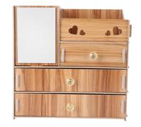 TOGEVAL Boîte de Rangement Cosmétique Miroir en Bois Multifonctionnelle Tiroir Robuste et Porte-mouchoirs, Organisateur de Bureau Pratique