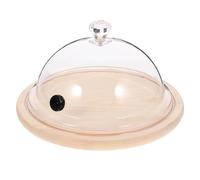 TOGEVAL Cloche à Gâteau Transparente 1 Set PC et Bois, Résistante Chaud et Froid Réutilisable