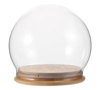 TOGEVAL Cloche en Verre 12 CM avec Base en Bambou - Dôme Décoratif Polyvalent Anti-Poussière pour Fleurs Éternelles Boules à Neige DIY et Décoration Intérieure Élégante