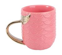 TOGEVAL Mug à Café avec Poignée Queue de Sirène Dorée en Céramique Design Vintage, pour Boissons Chaudes et Froides Lors D'anniversaires ou Mariages