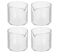 TOGEVAL Pichets à Lait Mini Design Vintage Lot de 4 110ml en Verre Transparent pour Verser Sirop Chaud Service Pratique pour Cafés et Repas