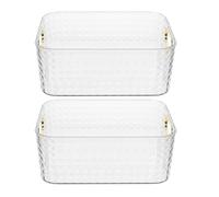 TOGEVAL Présentoir à Cosmétiques Transparent Lot de 2 Boîtes de Rangement Dorées pour Produits de Beauté et Petits Objets en Bureau et Salle de Bain