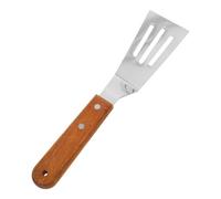 TOGEVAL Spatule de Cuisine en Acier Inoxydable avec Poignée en Bois, Mini Spatule Ajourée pour Gril et Barbecue, Outil Léger Adapté aux Cuisines Domestiques et Extérieures