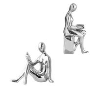 TOGEVAL Support de Livres Céramique Argenté de Lecteur, Décoration Élégante et Multifonction pour Bureau et Table, Ornement Artistique Unique pour Intérieur