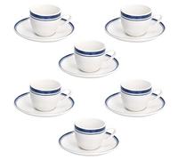 Tognana Filo Blu, lot de 6 tasses à café 80 cc avec assiette, porcelaine, bleu