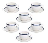 Tognana Filo Blu, lot de 6 tasses à thé 260 cc avec assiette, porcelaine, bleu