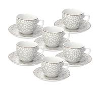 Tognana Habana, coffret de 6 tasses à thé avec soucoupe, porcelaine, beige