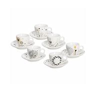Tognana Iris Lot de 6 tasses à café avec assiette, New Bone China, multicolore
