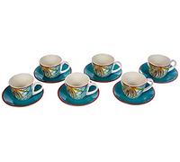Tognana Jungle, Lot de 6 tasses à café avec soucoupes, New Bone China, multicolor