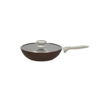 Tognana Pearlbrown stone, Wok 28 cm avec couvercle, aluminium forgé, marron