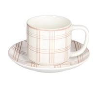 Tognana Quadro Amande, coffret de 6 tasses à thé avec soucoupe 220 ml, Quadro Amande, New Bone China, rose